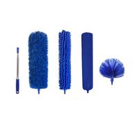 SageFurned Plumero extensible con poste de 100 pulgadas, limpiador de ventilador de techo de microfibra lavable, cabezal flexible flexible para techos altos, lámparas de muebles
