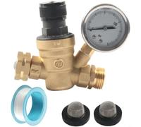 SageFurned Regulador de agua ajustable para autocaravana de 3 4 pulgadas de latón con filtro y manómetro 0-160 PSI accesorios de camping resistentes (C)