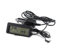 SageFurned Termómetro digital para vehículo de 12 V, pantalla LCD para temperatura interior y exterior, reloj electrónico, soporte ajustable, color azul