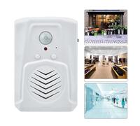 SageFurned Timbre de puerta con sensor de movimiento por infrarrojos, reproductor de MP3, alarma inalámbrica con altavoz de 8 Ω, alcance de 4 m, para puerta de entrada, color blanco