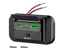 SageFurned USB-C PD 55 W + para QC3.0 36 W Cargador de coche Doble Panel impermeable con tapa protectora para coches, camiones, motocicletas y barcos 12-24 V (verde)