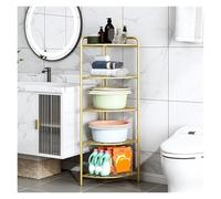 SAGELSHN Estante De Almacenamiento Esquina For Baño, Inodoro Multicapa For Piso(Gold,35x35x130cm)