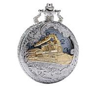 SAGELSHN Reloj de Bolsillo Unisex Reloj De Bolsillo Tren con Cadena Movimiento Cuarzo Números Arábigos Half Hunter Diseño Vintage Clásico Fiestas