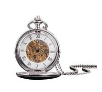 SAGELSHN Reloj de Bolsillo Unisex Relojes De Bolsillo con Esfera Números Mecánicos Cadenas, Cuerda Manual Mecánica Doble Apertura Clásico Fiestas