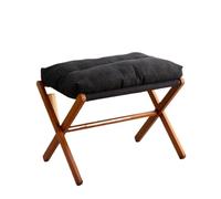 SAGELSHN Reposapies Salon Escabel Reposapiés Plegable con Estructura De Madera Y Cojines Tela Taburete Bajo Dormitorio(Black)