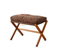 SAGELSHN Reposapies Salon Escabel Reposapiés Plegable con Estructura De Madera Y Cojines Tela Taburete Bajo Dormitorio(Bruin)