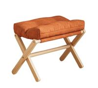 SAGELSHN Reposapies Salon Escabel Reposapiés Plegable De Madera con Cojín Suave Y Estructura En Forma X Taburete Bajo Dormitorio(Oranje)