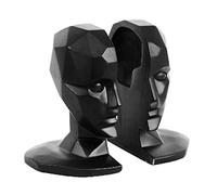 SAGELSHN Sujeta Libros para Casa Sujetalibros De Cabeza Humana Abstracta, Sujetalibros De Resina Resistente, Soportes para Libros para Estantes Modernos Sujetalibros para Oficina(Black)