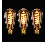 SageSunny Bombilla LED E27 Edison Vintage Regulables ST64 4W 40W Equivalente Espiral Estilo Retro Antiguo Bombilla Filamento LED de Vidrio ámbar 2200k Decorativa Lámpara Cálida, lot de 3