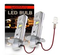 SageSunny Bombillas H3 LED de luz blanca de carretera 6000K, 6 Pcs Chips CSP, Canbus, Mini 1:1 Tamaño, Plug and Play para faros antiniebla, DRL, Halógeno de repuesto, Juego de 2