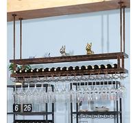 SAGIDAR Copas Estante De Exhibición, Color Bronce, Colgador De Copas Invertido, Vidrio De Vino Sostenedor 60cm-200cm, Compartimento con Red, para Botellas De Vino Y Almacenamiento De Copas De Vino