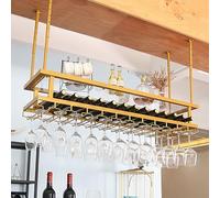 SAGIDAR Copas Vino Estante Colgante, Metal Colgador Copas Almacenamiento De Doble Capa, Vidrio De Vino Sostenedor 60cm-200cm, Fácil De Instalar, Resistente Y Duradero, Soporte Copas Colgante