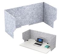 SAGIDAR Divisor Acústico para Escritorio, Separador De Mesa Oficina 60/80/100cm, Panel De Privacidad Absorción De Sonido, 3 Lados-En Forma De U, Espesor 9mm, Partición para Escritorios Plegable