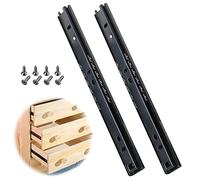 SAGIDAR Rieles para Cajones, 2pcs Guía Telescópica Negro, Mesas Guia Extensible 20cm-50cm, Portateclados Extraible Deslizable, Riel Rieles Rodamientos Bolas, para El Cajon De Mesa Escritorio