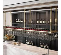 SAGIDAR Soporte De Copa Vino Colgante, Copas Estante De Exhibición Negro/Dorado, Estante para Vinos De Techo 60cm-200cm, Soporte para Vasos De Hierro, para Familia, Restaurante, Hotel Bar