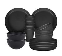 Sagiterra Juego de platos y cuencos, juego de vajilla ligera e irrompible de 18 piezas para 6, platos de camping para picnic, juegos de platos con platos de 23 cm, cuencos de 15 cm, tazas para cocina