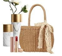Sagnello da spiaggia - Borsa estiva intrecciata, borsa di grande capacità leggera | Borse boho paja, impugnatura a spalla , stoccaggio della chiusura della cerniera, elegante accessorio di m, camel