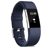 Sago - Correa de repuesto compatible con Fitbit Charge 2, pulsera clásica para mujeres y hombres, pequeña y grande, Large, Silicona