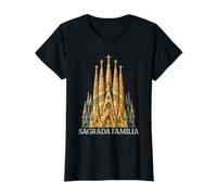 Sagrada Familia Barcelona España Basílica Arquitectura Camiseta gráfica económica, Mujer, Negro, M