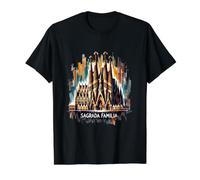 Sagrada Familia Barcelona España Camiseta gráfica económica, Hombre, Negro, XL