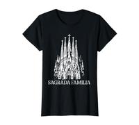 Sagrada Familia Camiseta gráfica económica, Mujer, Negro, S