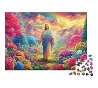 Sagrada Familia Rompecabezas 1000 Piezas para Adultos Jesús Llave Arcoíris Jardín Montañas, Desafiante Duro, Premium Grueso Resistente, Vibrante Alivio Estrés Juego Familiar 70x50cm/1000pzs