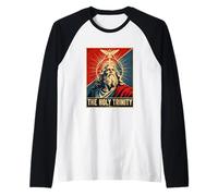Sagrada LA Santa Trinidad Imagen de fe Cristiana Camiseta Manga Raglan