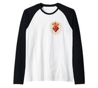 Sagrado Corazón de Jesús Camisa Católica Vintage Corazón Cristo Camiseta Manga Raglan