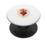 Sagrado Corazón de Jesús Camisa Católica Vintage Corazón Cristo PopSockets PopGrip Adhesivo