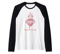 Sagrado Corazón de Jesús Católico Tradicional Camiseta Manga Raglan