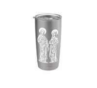 Sagrado Corazón de Jesús Inmaculado Corazón María Católica Vaso térmico de acero inoxidable de doble pared