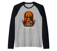 Sagrado Corazón Jesucristo Chill Art Oración Icono tee Camiseta Manga Raglan