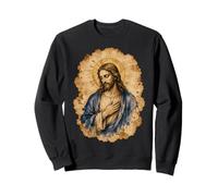 Sagrado Jesucristo Corazón Pergamino Estilo Cristiano Icono Arte Sudadera