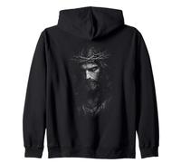 Sagrado Jesús con Corona De Espinas Retrato Backprint Sudadera con Capucha