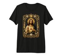 Sagrado Jesús Corazón Ornado Devocional Icono Arte Fe Camiseta Premium