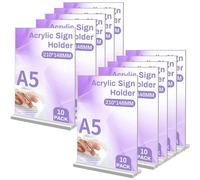 Sagreeny A5 T Soporte de Logotipo de Acrílico, 10 Unidades Transparente Doble Cara Soporte estante de exhibición de plástico de Para Promoción, Menú, Hotel, Oficina,Tienda