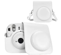 Sagreeny Funda protectora para cámara compatible con cámara Fujifilm Instax Mini 12, bolsa de piel sintética de ajuste personalizado, almacenamiento de transporte compacto, White, 4×3×2 inch, Funda
