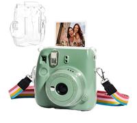 Sagreeny Funda protectora para cámara compatible con cámara instantánea Fuji Mini 11, funda protectora de policarbonato transparente de ajuste personalizado con correa de hombro arcoíris