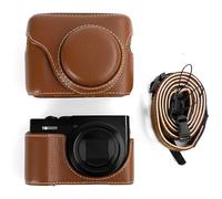 Sagreeny Funda protectora para cámara digital Panasonic Lumix DC-ZS99 TZ99, bolsa de piel sintética de ajuste personalizado con correa de hombro ajustable, almacenamiento de transporte compacto, café