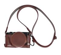 Sagreeny Kit de funda para cámara compatible con Leica D-LUX8 hecha a mano, media funda protectora de piel auténtica con tapa frontal para lente, correa para el hombro, diseño de apertura inferior