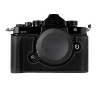 Sagreeny Media funda de piel auténtica compatible con cámara Nikon ZF. Funda protectora retro., Black, Funda protectora para cámara