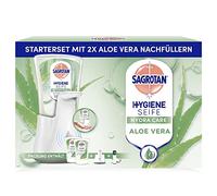 Sagrotan Dispensador automático de jabón No-Touch blanco, paquete de almacenamiento, incluye recambios Sagrotan de aloe vera, 2 x 250 ml de jabón líquido