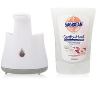 Sagrotan Dispensador de jabón automático No-Touch Blanco - Incluye Recambio Sagrotan Flor de Loto y manzanilla - 1 x 250 ml de jabón líquido