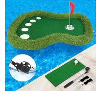 Sagsewful Verde de Golf Flotante para Piscina, tapete Verde Flotante con recuperador de Bolas para Piscina/Lago, Juego de Golf Flotante sin Deriva para golfistas (clásico)