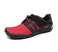 SAGUARO Hombre Mujer Zapatillas Barefoot Zapatos Minimalistas Cinco Dedos Correr Gimnasio Senderismo para Transpirables Antideslizantes Ligeras Rojonegro,Gr.47