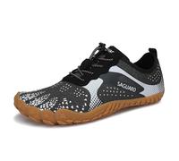 SAGUARO Hombre Mujer Zapatillas Barefoot Zapatos Minimalistas Cinco Dedos Correr Gimnasio Senderismo para Transpirables Antideslizantes Ligeras Negro,Gr.44