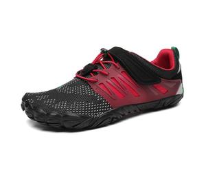 SAGUARO Hombre Mujer Zapatillas Barefoot Zapatos Minimalistas Cinco Dedos Correr Gimnasio Senderismo para Transpirables Antideslizantes Ligeras Rojoprofundo,Gr.44