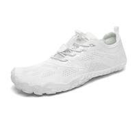 SAGUARO Mujer Barefoot Hombre Zapatillas Minimalistas Ligera Calzado Barefoot Cómodas Zapatos de Trail Running para Zero Drop Soles Blanco,Gr.41