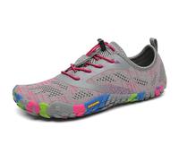 SAGUARO Mujer Hombre Barefoot Zapatillas Minimalistas Calzado Barefoot Shoes Yoga Fitness Gimnasio Uso Diario para Suela Zero Drop Puntera Ancha Cómodas RosaGris,Gr.36