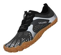 SAGUARO Mujer Hombre Barefoot Zapatillas Minimalistas Zapatillas de Trail Running Antideslizante Calzado Barefoot para Fitness Trekking Gym Hm Gris Bianco,Gr.39